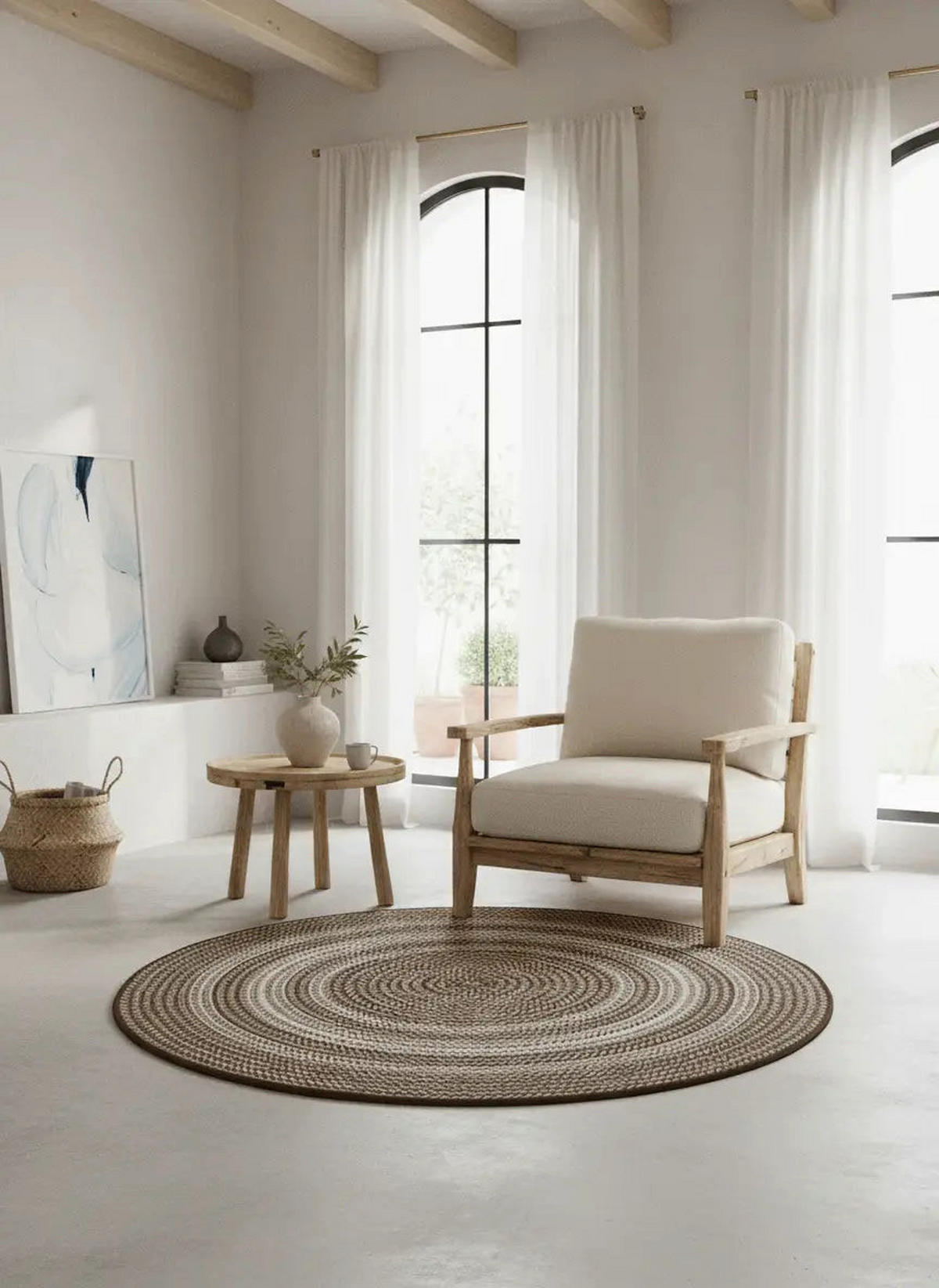 OUTDOORTEPPICH Taupe Silvana 120Ø cm - Taupe, Textil (120/120cm) - Atticgo
