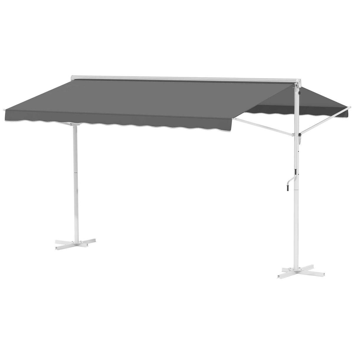 MARKISE DE-07408 Freistehendes Design, neigungsverstellbar mit Handkurbel, 4x3 m Grau - Grau, Textil/Metall (298/255/395cm) - ComfortXL