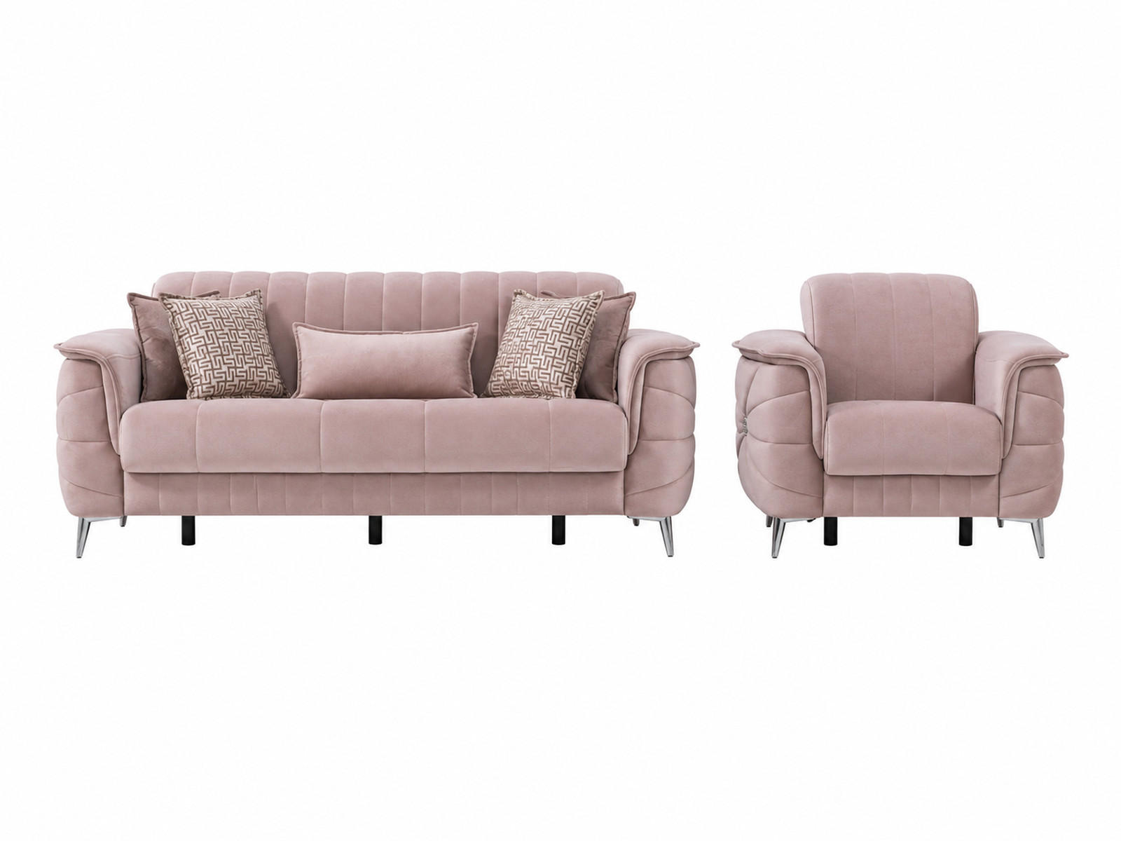SITZGARNITUR Osorno, Beige Stellvariante 2+1 - Beige, Holzwerkstoff/Kunststoff (170/80/100cm)