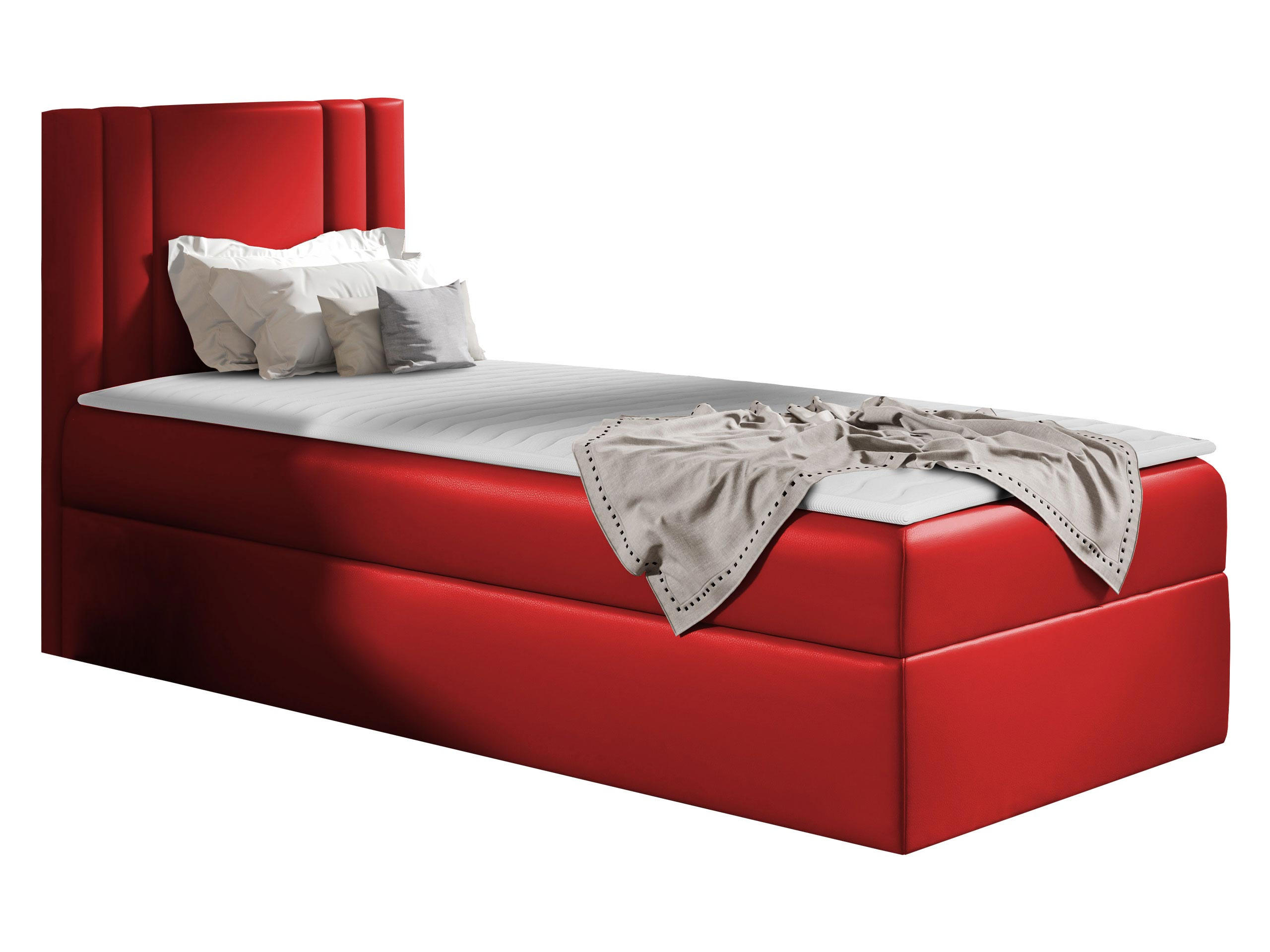 BOXBETT Carmen Mini, Seite zum Öffnen des Bettkastens: Links - Rot, Holz (90/200cm) - MIRJAN24