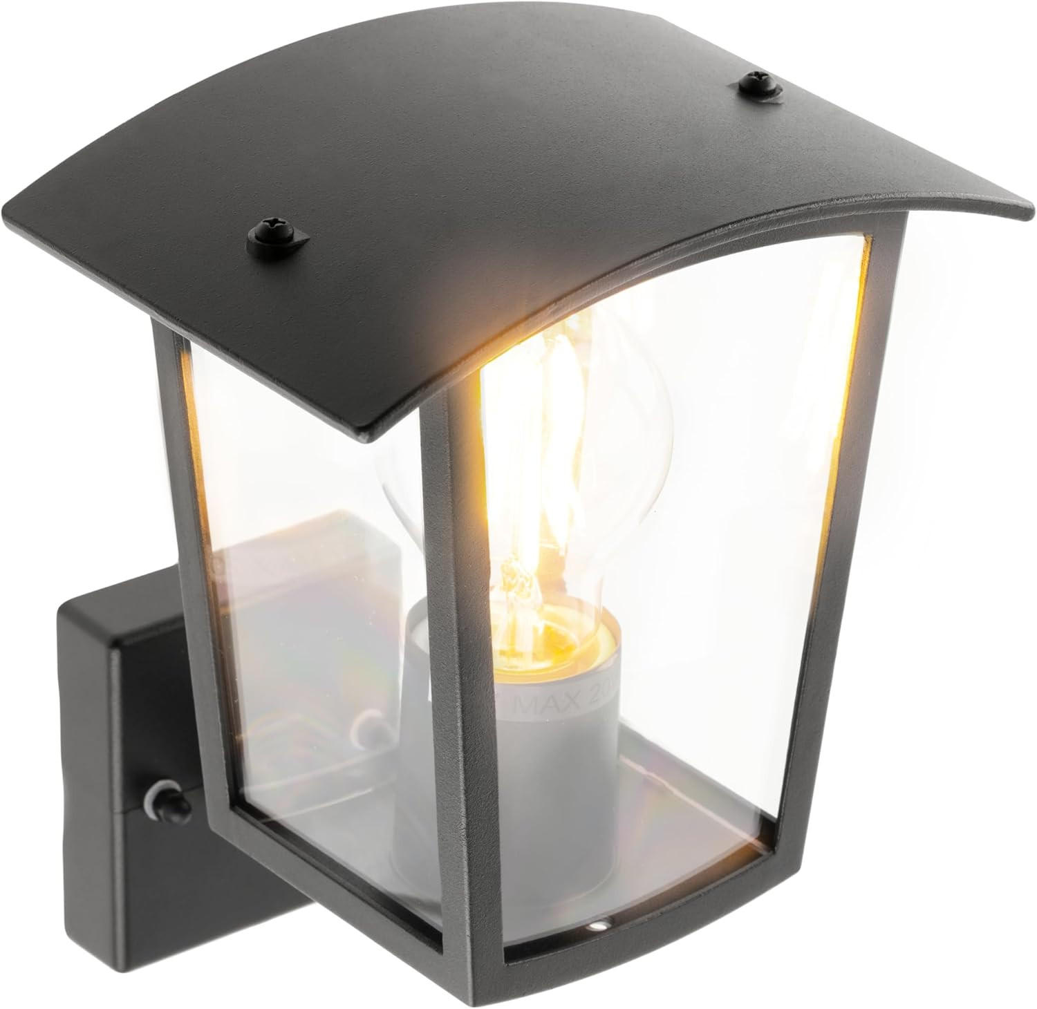 AUSSENWANDLEUCHTEE Schwarz E27 Klar Diffusor IP44 Auf - Schwarz, Metall (17/22/17cm) - CGC Europe