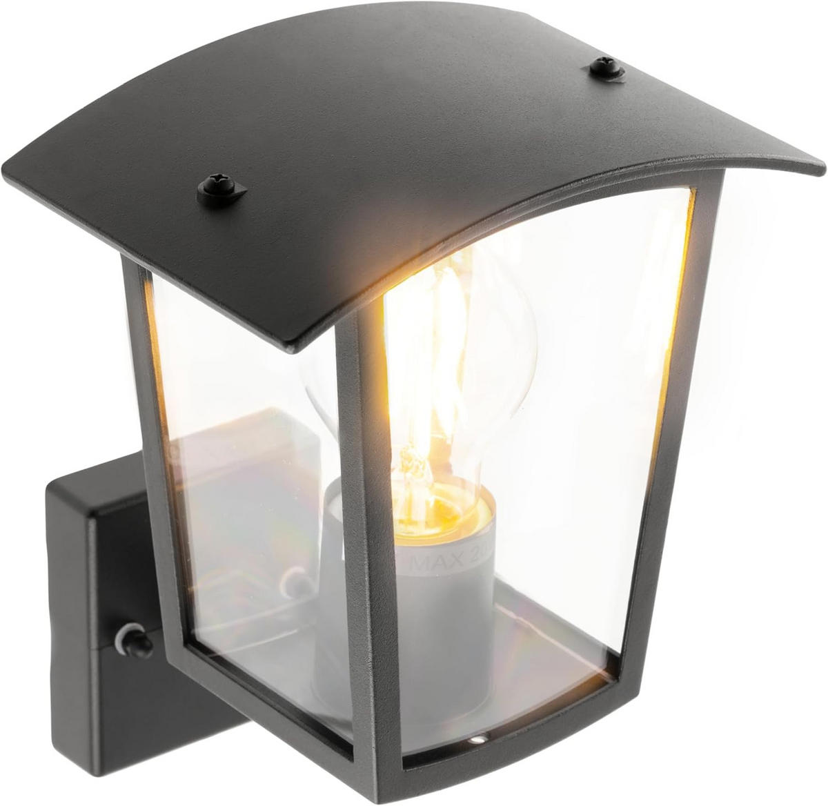 AUSSENWANDLEUCHTEE Schwarz E27 Klar Diffusor IP44 Auf - Schwarz, Metall (17/22/17cm) - CGC Europe