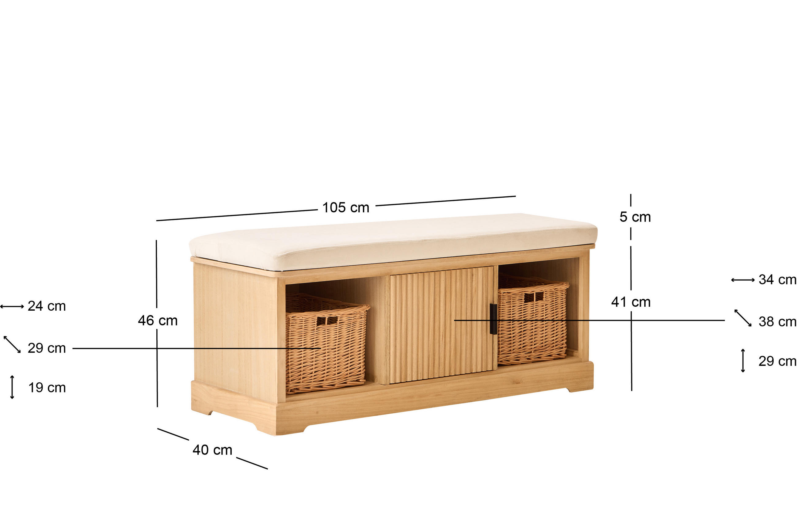 Thumbnail - Nordlys Sitzbank, Beige, Textil, 108x46x42 cm, Gartenmöbel, Gartenbänke