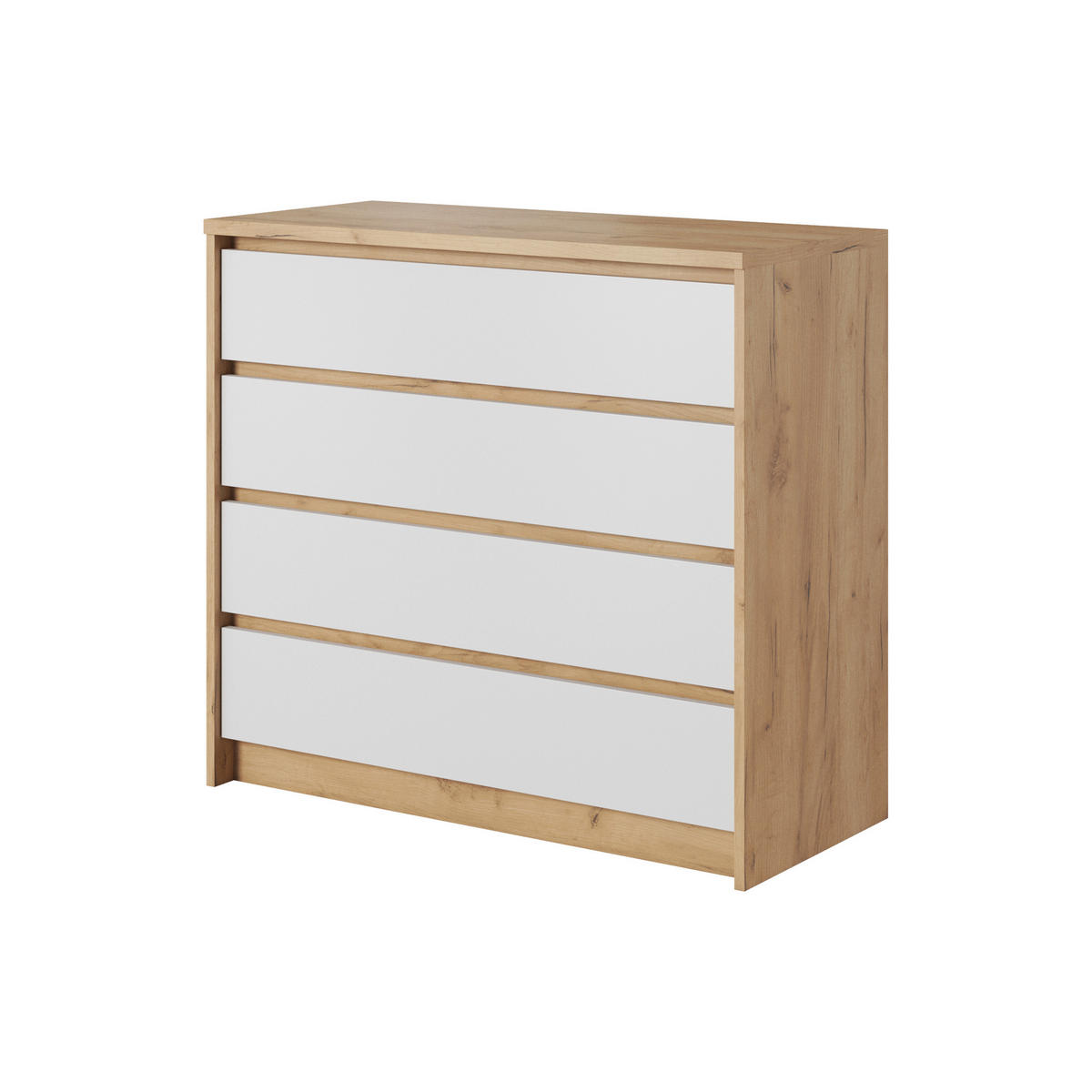KOMMODE CELEO 93/90/40 cm mit 4 Schubladen Orange - Weiß/Orange, Holzwerkstoff (93/90/40cm) - MASSENO