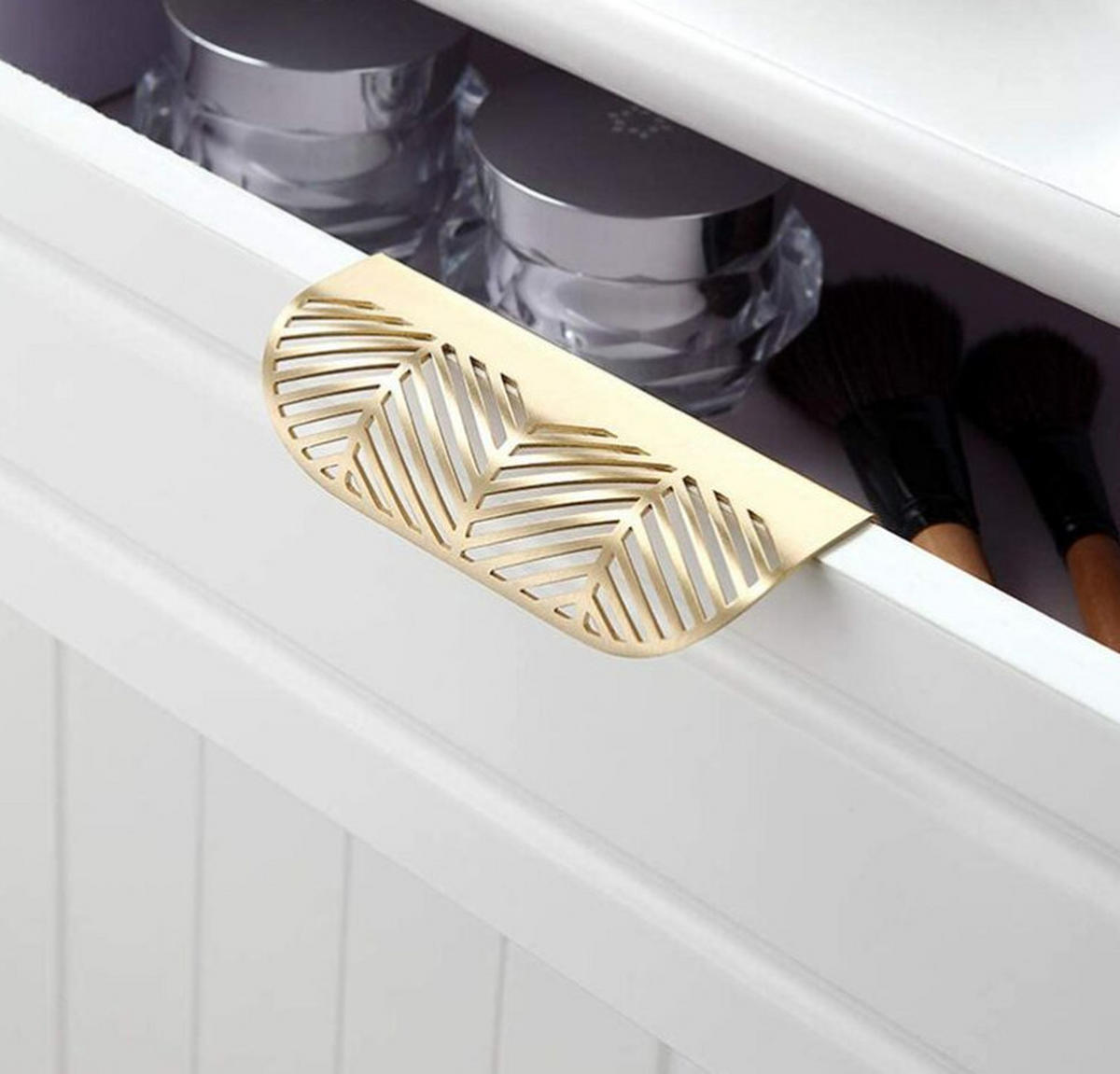 MÖBELGRIFF Messing Blattform 4er-Set 117 mm - Goldfarben, Metall (4.3/2.3/11.7cm)