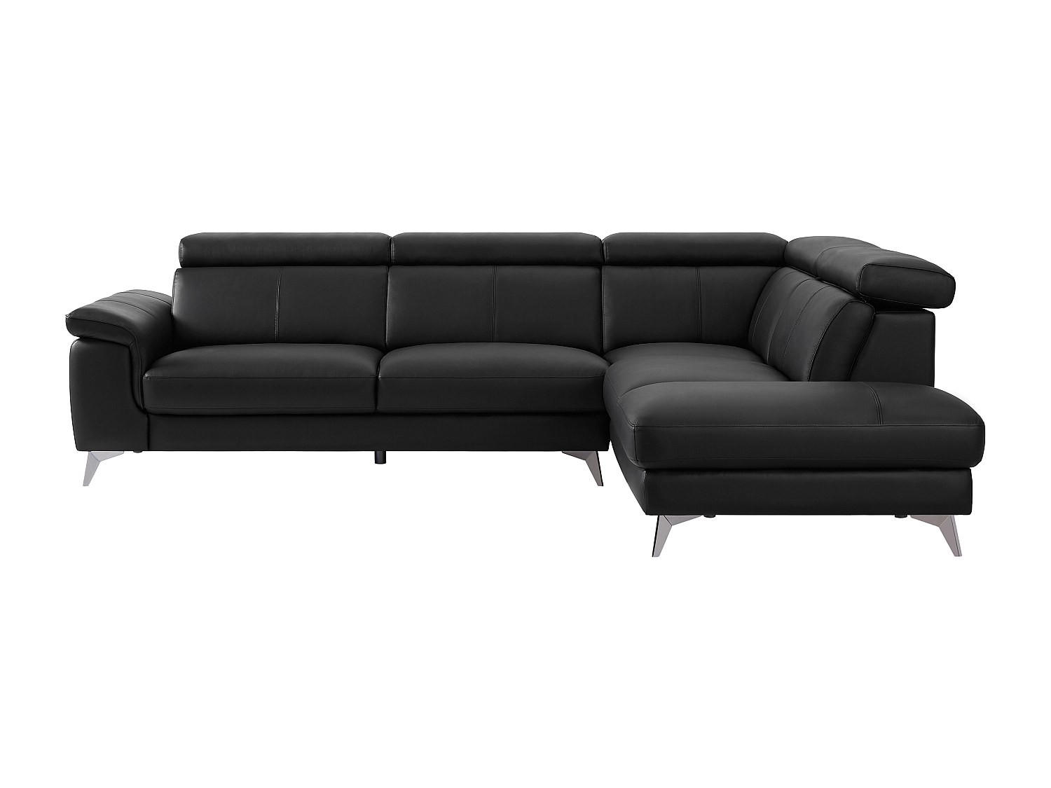 SOFA ohne Schlafmöglichkeit - 6 Personen - Leder - Schwarz - - Schwarz, Leder (288/82/219cm) - Vente-Unique
