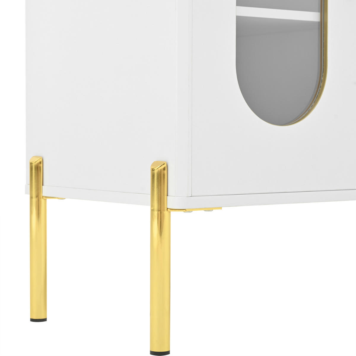 SIDEBOARD Weiß, mit Weinregal, 2 Türen, 2 Schubladen und goldfarbenen Füßen, 120/38/90 cm - Weiß, Glas/Holzwerkstoff (120/90/38cm) - WISHDOR
