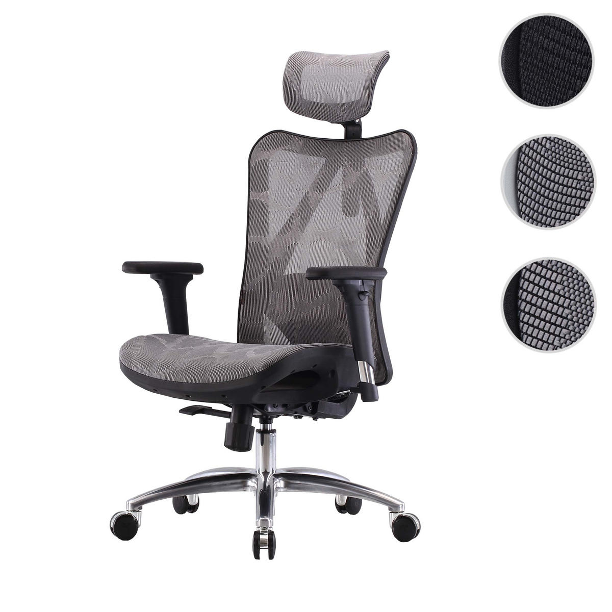 BÜROSTUHL Grau, Schwarz - Schwarz/Grau, Textil (66/128/93cm) - SIHOO