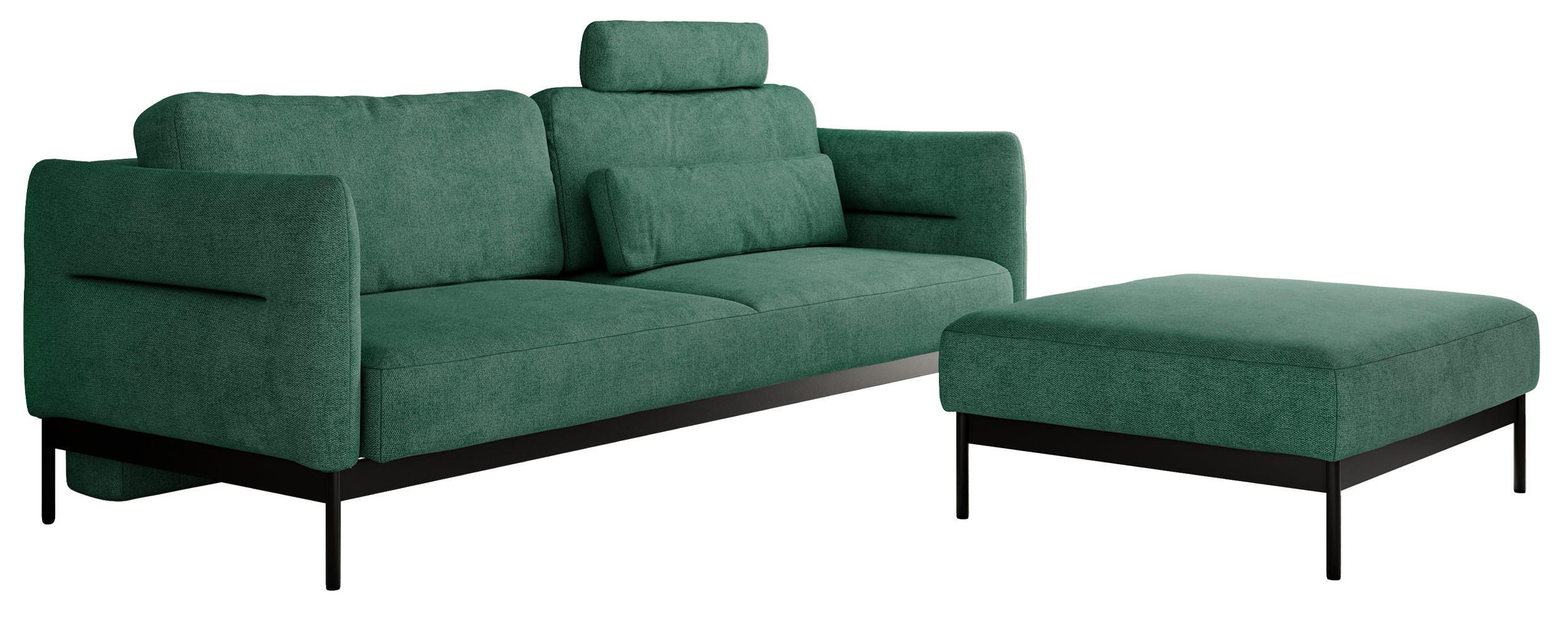 SCHLAFSOFA SALENTO Grün Struktur - Schwarz/Grün, Textil/Metall (221/82/193cm) - MKS