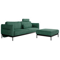 SCHLAFSOFA SALENTO Grün Struktur - Schwarz/Grün, Textil/Metall (221/82/193cm) - MKS
