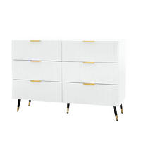 KOMMODE aus Spanplatte 120x77x40cm in Weiß mit 6 Schubladen - Weiß, Holzwerkstoff (120/77/40cm) - Modfu