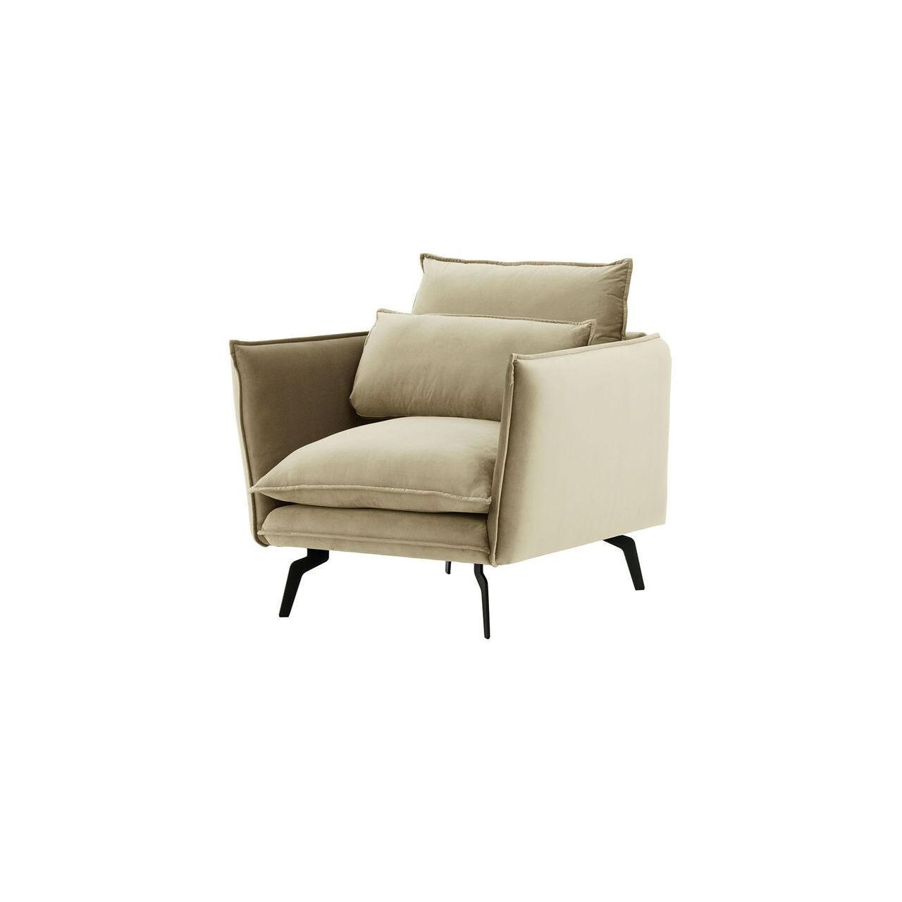 SESSEL Layla-Velluto 3 - Beige, Holz/Textil (105/95/98cm)