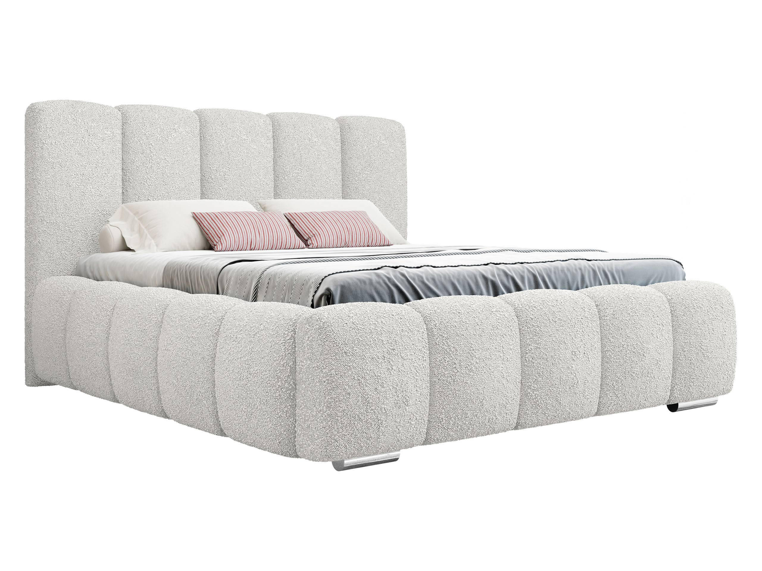 POLSTERBETT Wizko Boucle - Chromfarben/Creme, Holz/Holzwerkstoff (180/200cm) - MIRJAN24