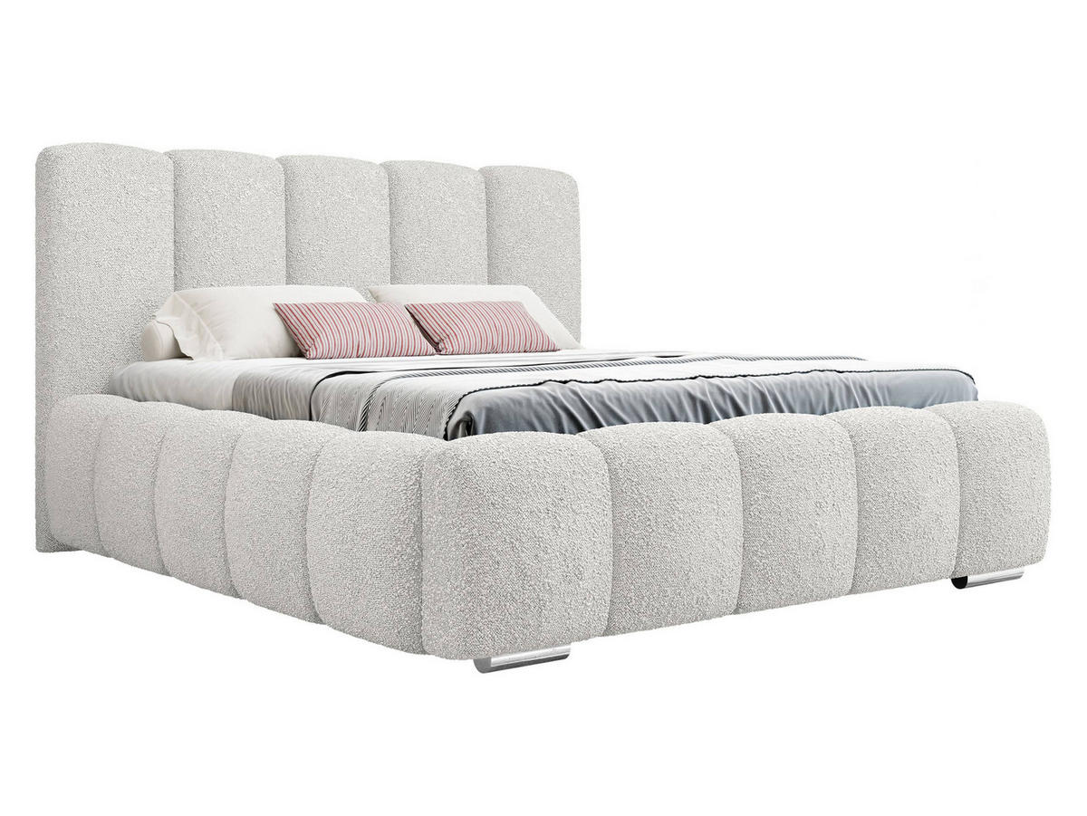 POLSTERBETT Wizko Boucle - Chromfarben/Creme, Holz/Holzwerkstoff (180/200cm) - MIRJAN24