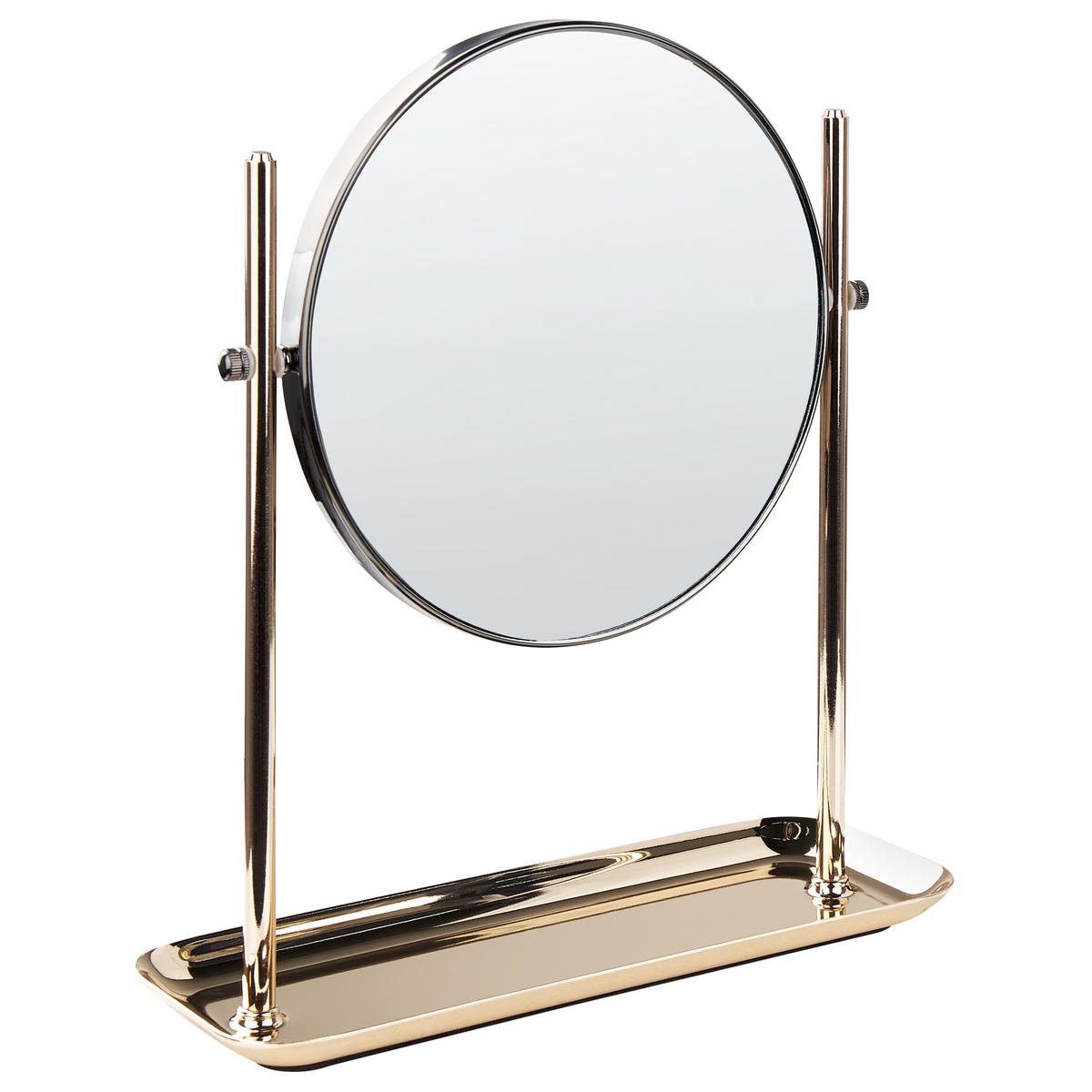 KOSMETIKSPIEGEL 20 cm gold/schwarz Finistere - Goldfarben/Schwarz, Metall (25/30/8cm) - Beliani