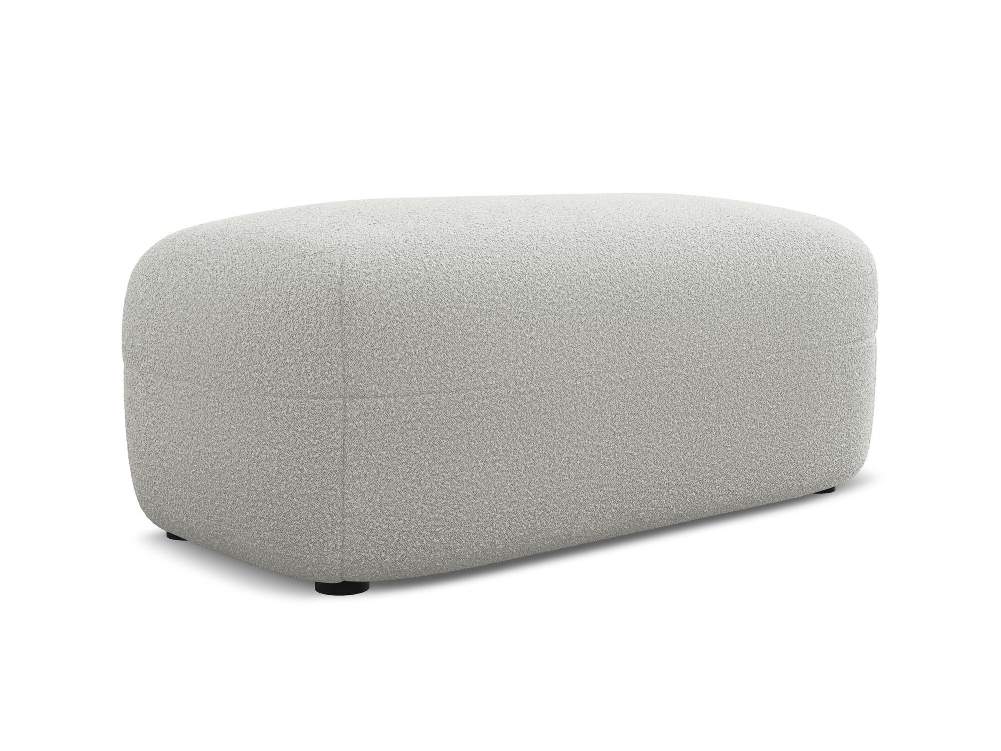 POUF Bouclé Stoff Grau - Hellgrau/Schwarz, Kunststoff/Textil (92/40/48cm) - Makamii