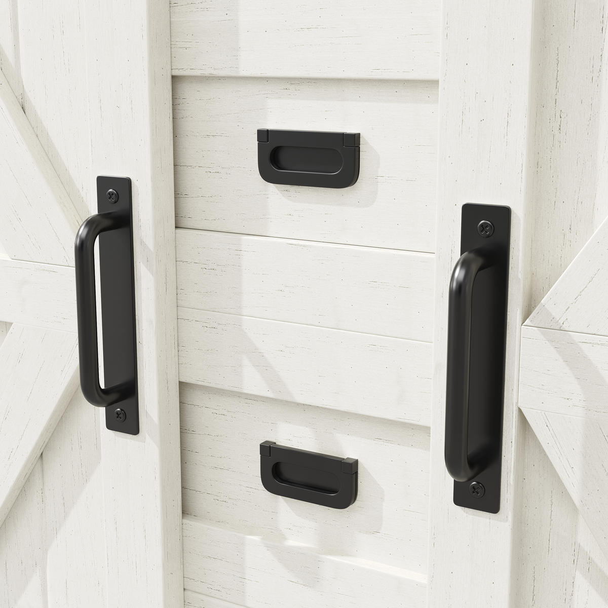 BUFFETSCHRANK, mit farbwechselnder LED-Beleuchtung und viel Stauraum, 115/40/174,7 cm, Weiß - Weiß, Holzwerkstoff (115/174.7/40cm) - Modfu