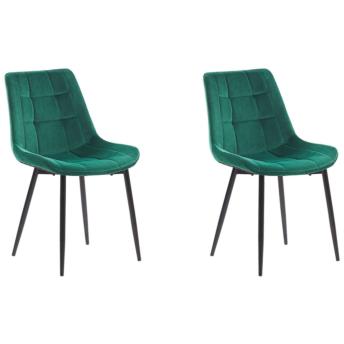 STUHL 2er-Set Samtstoff Grün Melrose - Grün, Textil/Metall (51/82/59cm) - Beliani