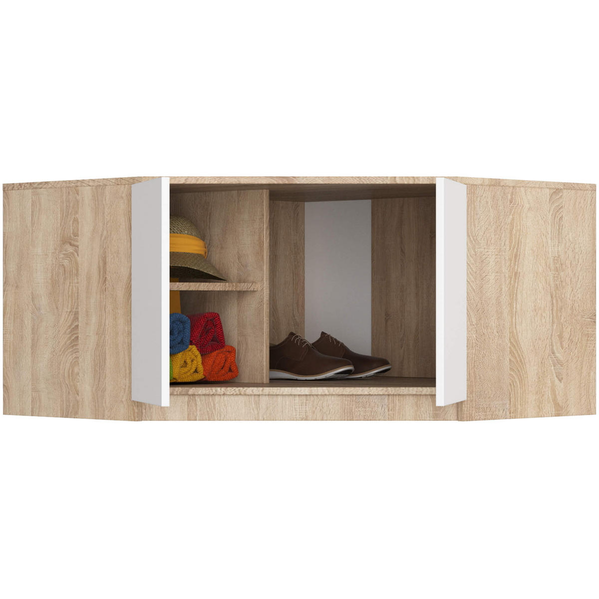 AUFSATZSCHRANK Sonoma Eiche, Weiß 100x50x55 cm - Weiß/Sonoma Eiche, Holzwerkstoff (100/55/50cm) - Akord
