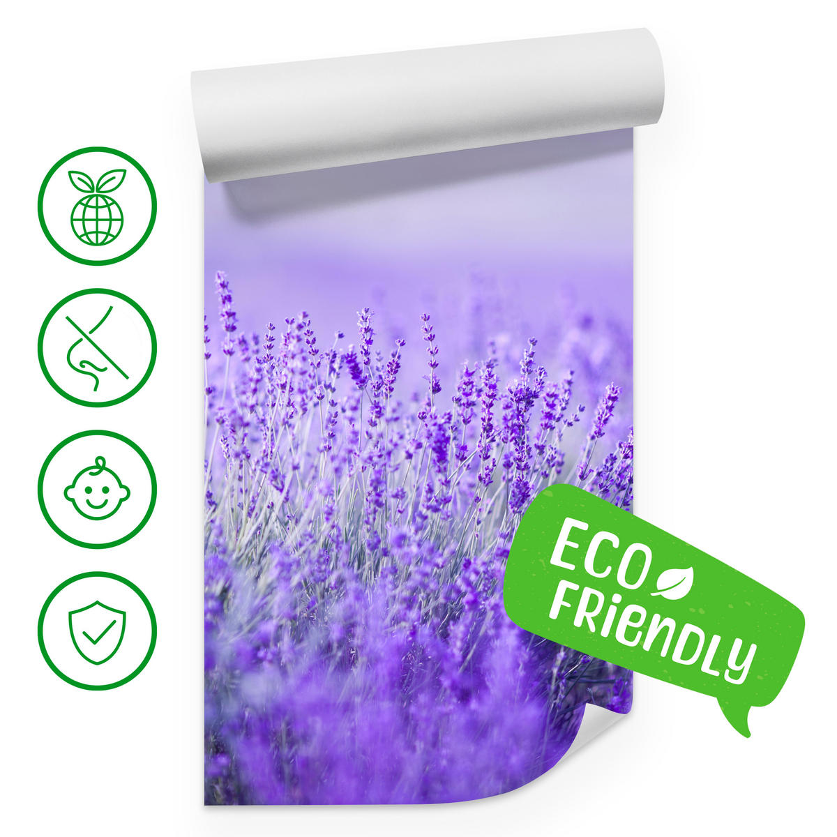 FOTOTAPETE für Küche Lavendelwiese Blüten Fliederfeld 500x350 - Violett/Lila, Papier (500/350cm) - Muralo