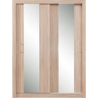 SCHWEBETÜRENSCHRANK MIRA 160/215/60cm 2-türig mit Spiegel Sonoma Eiche - Sonoma Eiche, Holzwerkstoff (160/215/60cm) - MASSENO