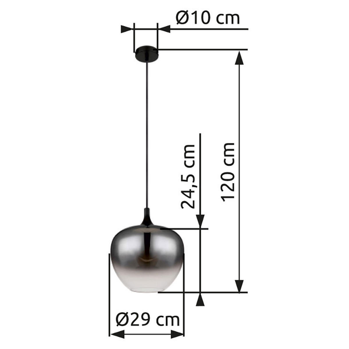 LED HÄNGELEUCHTE Metall Rauchglas Grau MAXY - Grau, Glas (29/29/120cm) - Globo Lighting