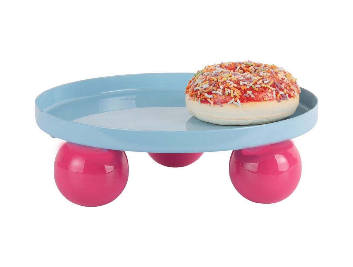 SERVIERTABLETT Double Funky Blau 20/20/7 cm - Blau, Metall (20/7/20cm) - Present Time