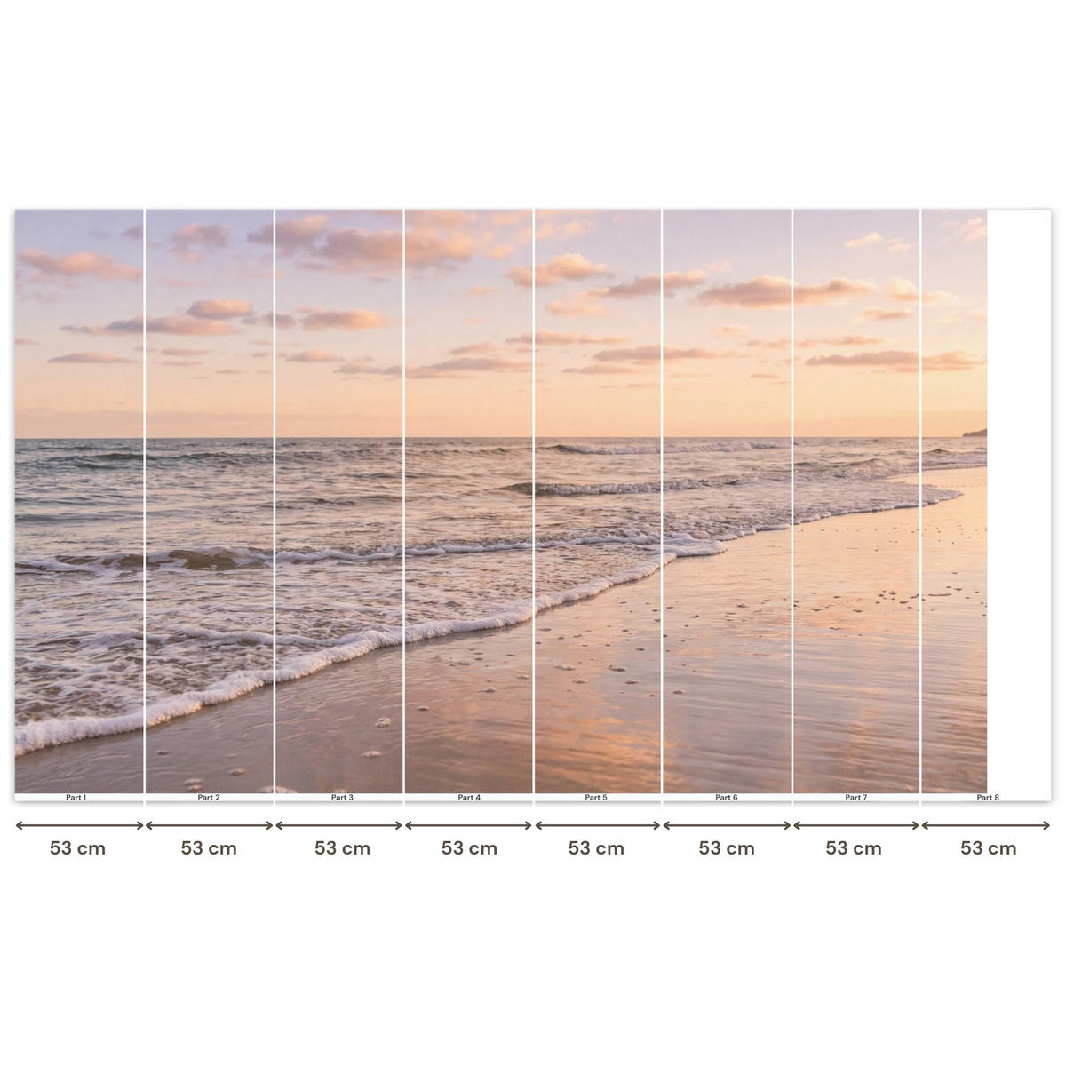 TAPETE - Strand - Brandung - Wolken - 450x260 cm - Hellrosa, Papier (450/260cm) - OnlyWow