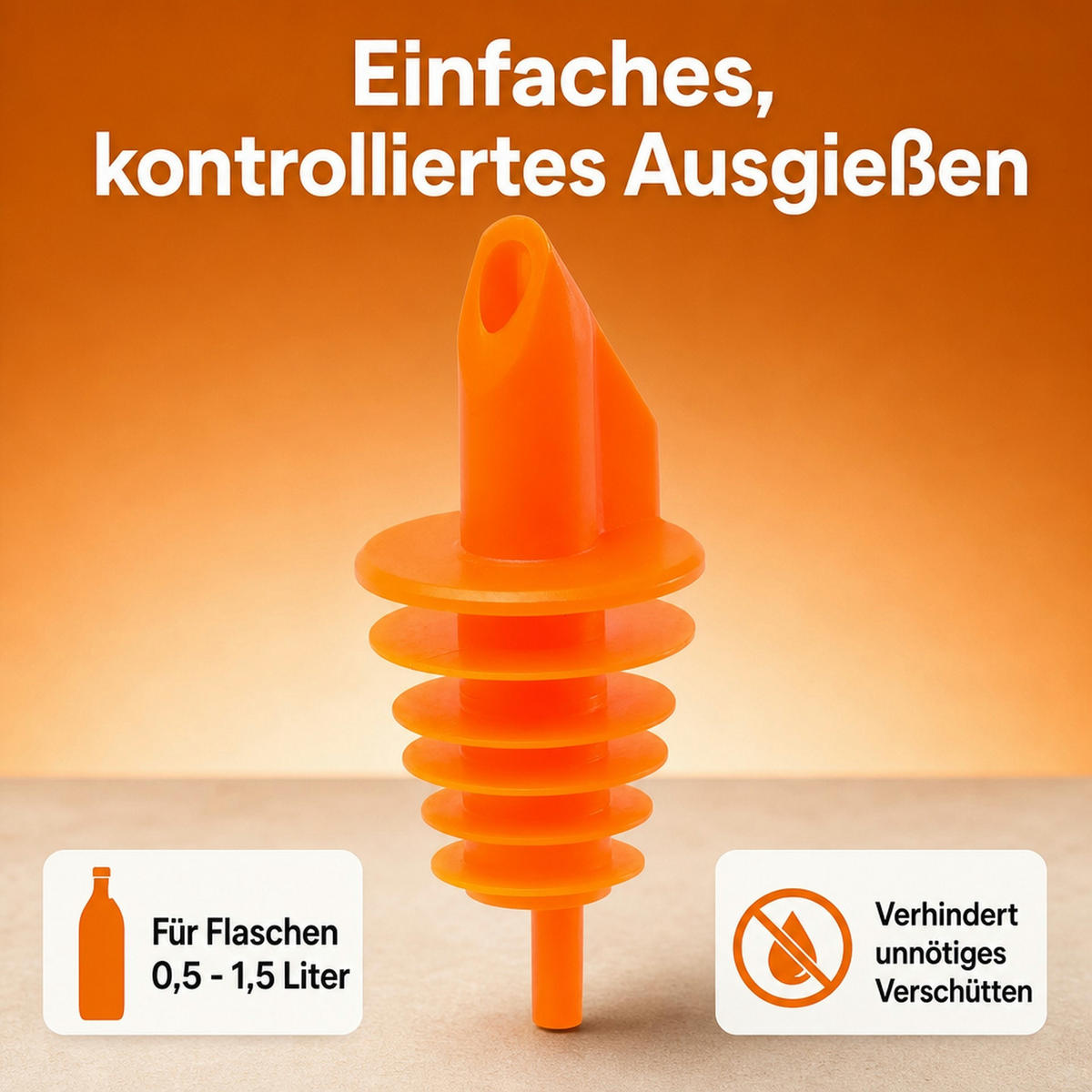 AUSGIESSER BILLY, Kunststoff, für 0,5-1,5L Flaschen - Orange, Kunststoff (3.5/7.5/3.5cm) - ich-zapfe