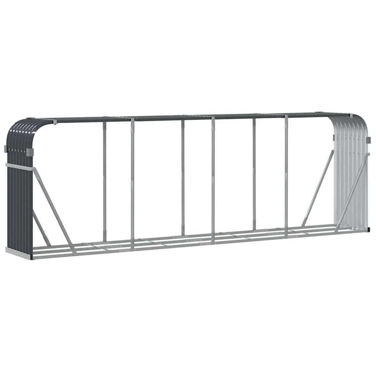 KAMINHOLZUNTERSTAND Anthrazit 300/45/100 Cm Verzinkter Stahl - Anthrazit, Metall (300/100/45cm) - vidaXL