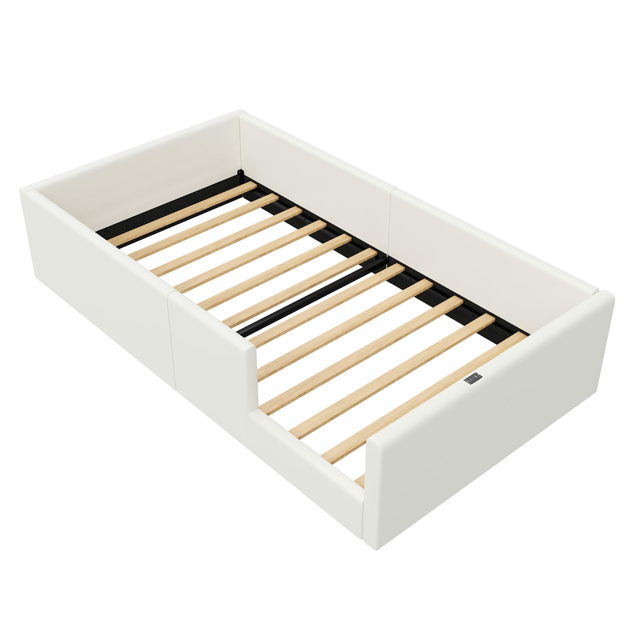 KINDERBETT 90/200 cm DE-03454, mit Schutzgeländer, in Weiß - Weiß, Holzwerkstoff (90/200cm) - ComfortXL