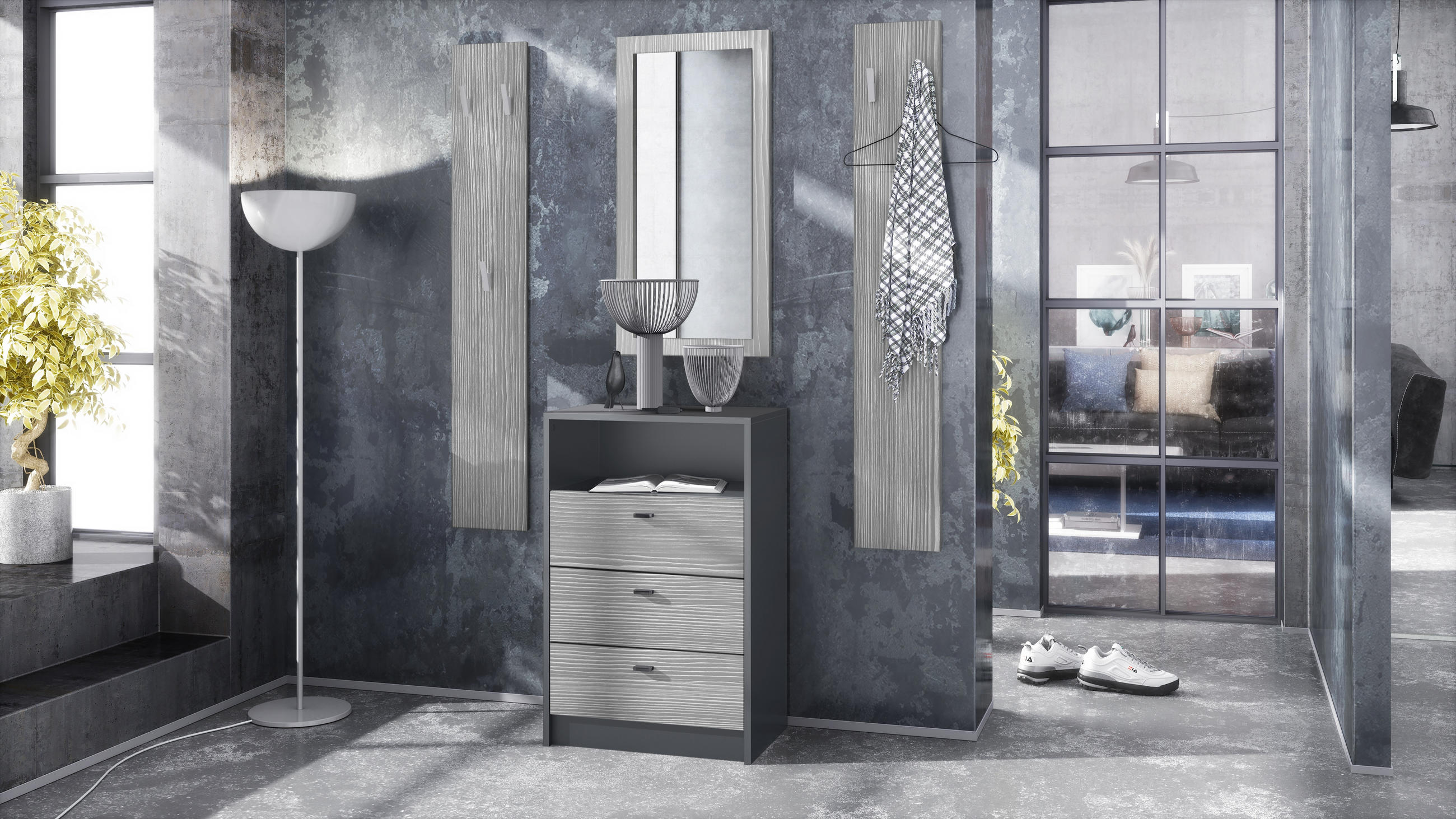 GARDEROBE Pino Avola-Anthrazit - Anthrazit, Holzwerkstoff (135/190/36cm) - Vladon
