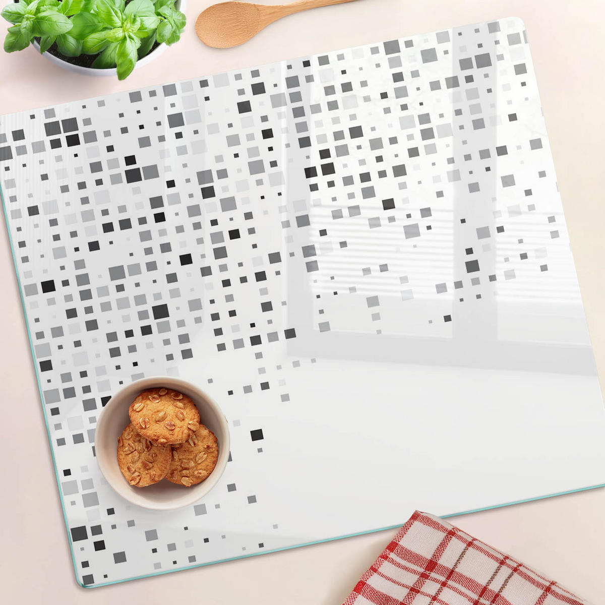 GLASPLATTE 60x52 cm Abstrakte Quadrate - Grau, Glas (60/0.4/52cm) - TULUP