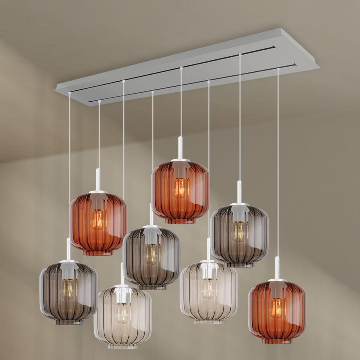 HÄNGELEUCHTE Velo 8-flammig Mehrfarbig Ø 20cm - Multicolor/Weiß, Glas (20/20/20cm) - s.luce
