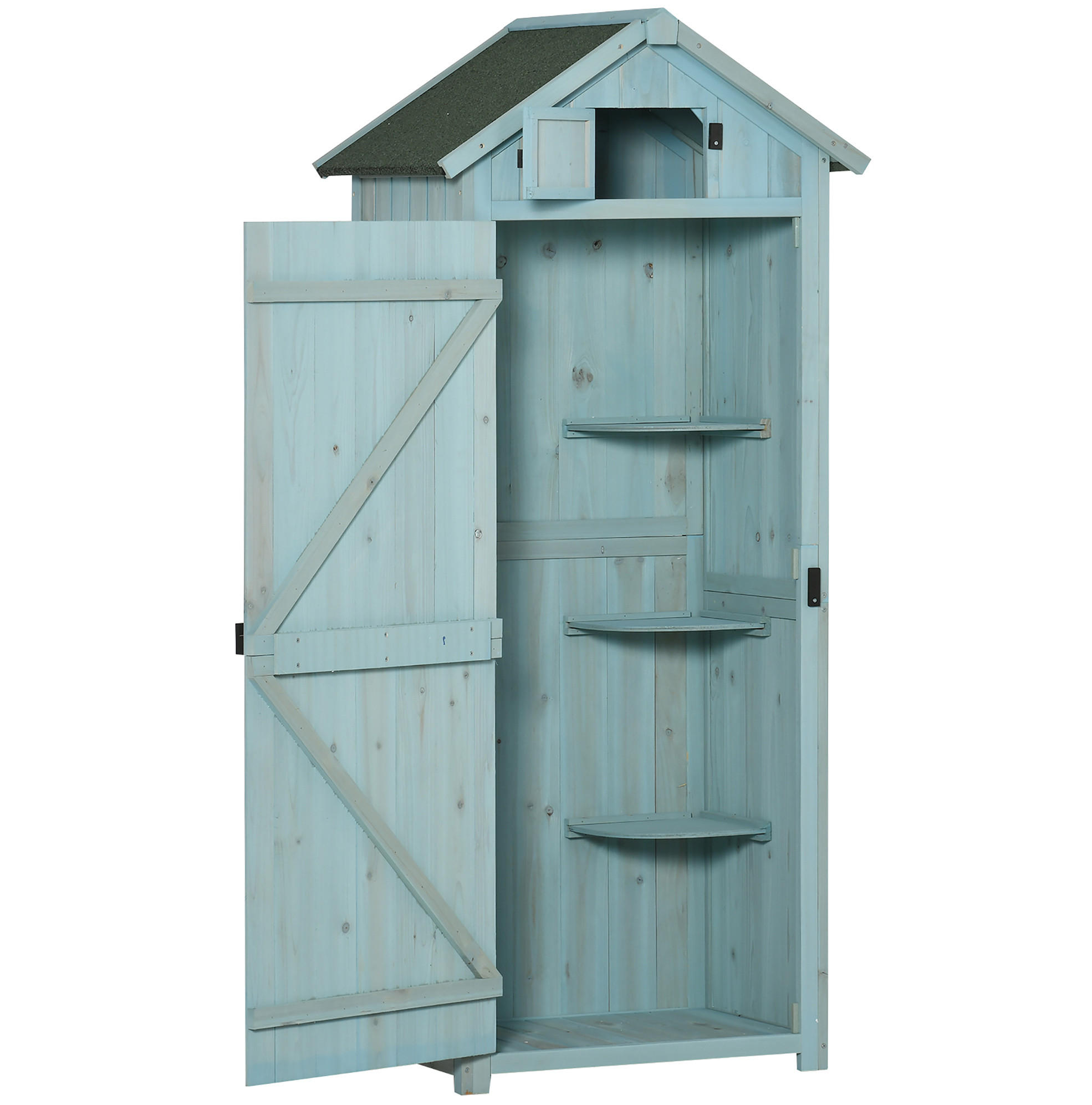 GARTENKOMMODE 77/179/54,2 cm Hellblau aus Holz mit abnehmbaren Regalen - Hellblau, Holz (54.2/179/77cm) - OKMYHOME
