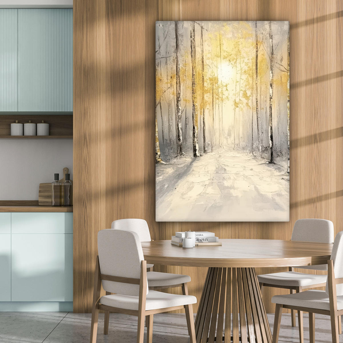 LEINWANDBILD Winter - Abstrakt - Schnee - Natur - Sonne 80x120 cm - Grau, Textil (80/120cm) - MuchoWow
