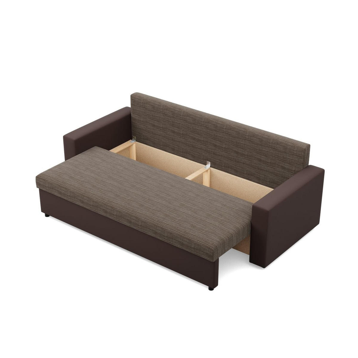 SOFA 3-SITZER MIT SCHLAFFUNKTION LUNA, Braun + Braun - Braun, Textil (220/92/92cm)