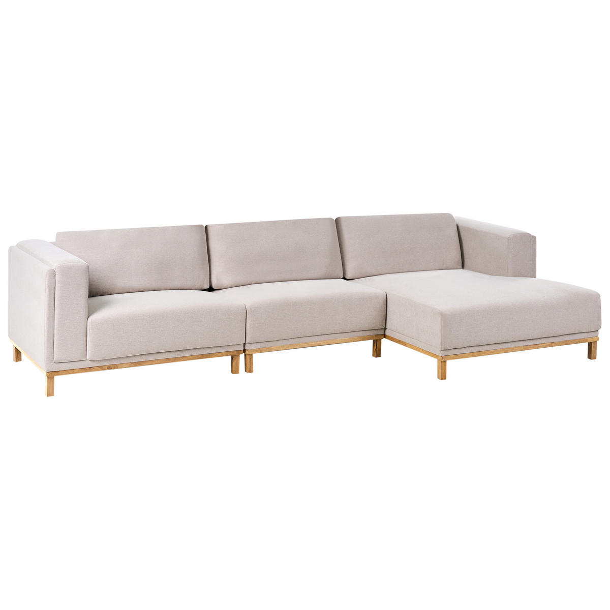 COLȚAR cu 5 locuri textil bej deschis pe partea stângă Veng - bej/maro deschis, material textil (347/156cm) - Beliani