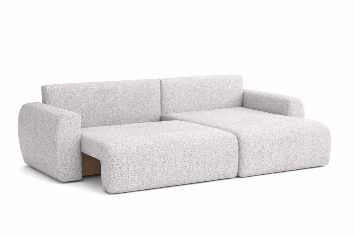 ECKSOFA Mit Schlaffunktion Ariel L, Chenille, Stoff Artico, Cement, Rechts - Hellgrau, Holz (250/142cm) - Kaiser Möbel