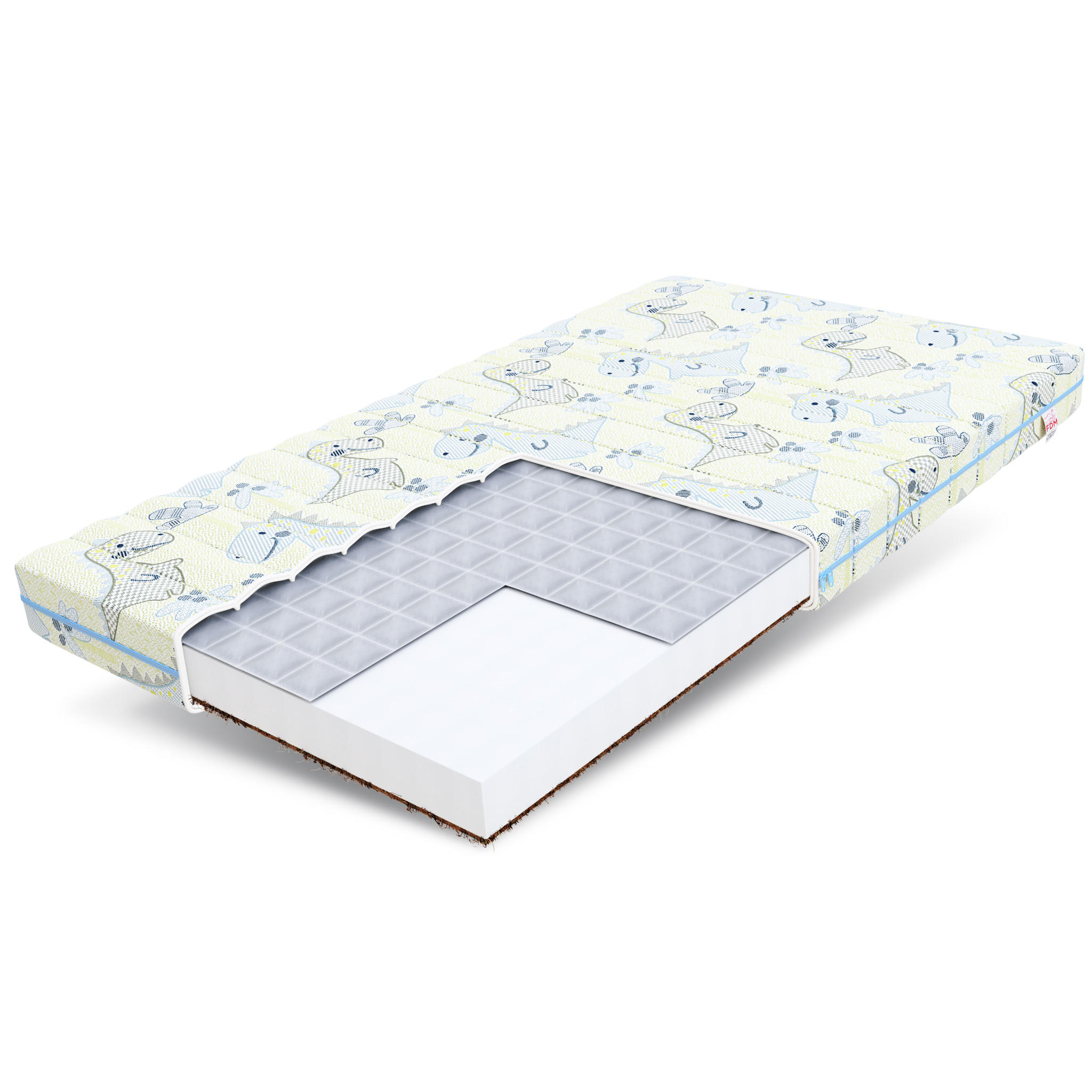 KINDERMATRATZE Miki Dino - Hellgelb/Hellblau, Textil (60/120cm) - FDM
