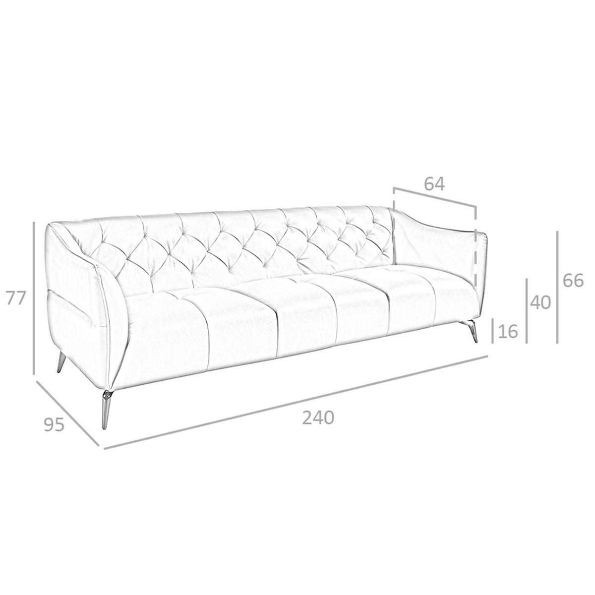 CHESTERFIELD-SOFA Chester 3-Sitzer Sofa aus braunem Leder 240/95/77 cm - Dunkelgrau/Braun, Leder (240/77/95cm) - ANGEL CERDA