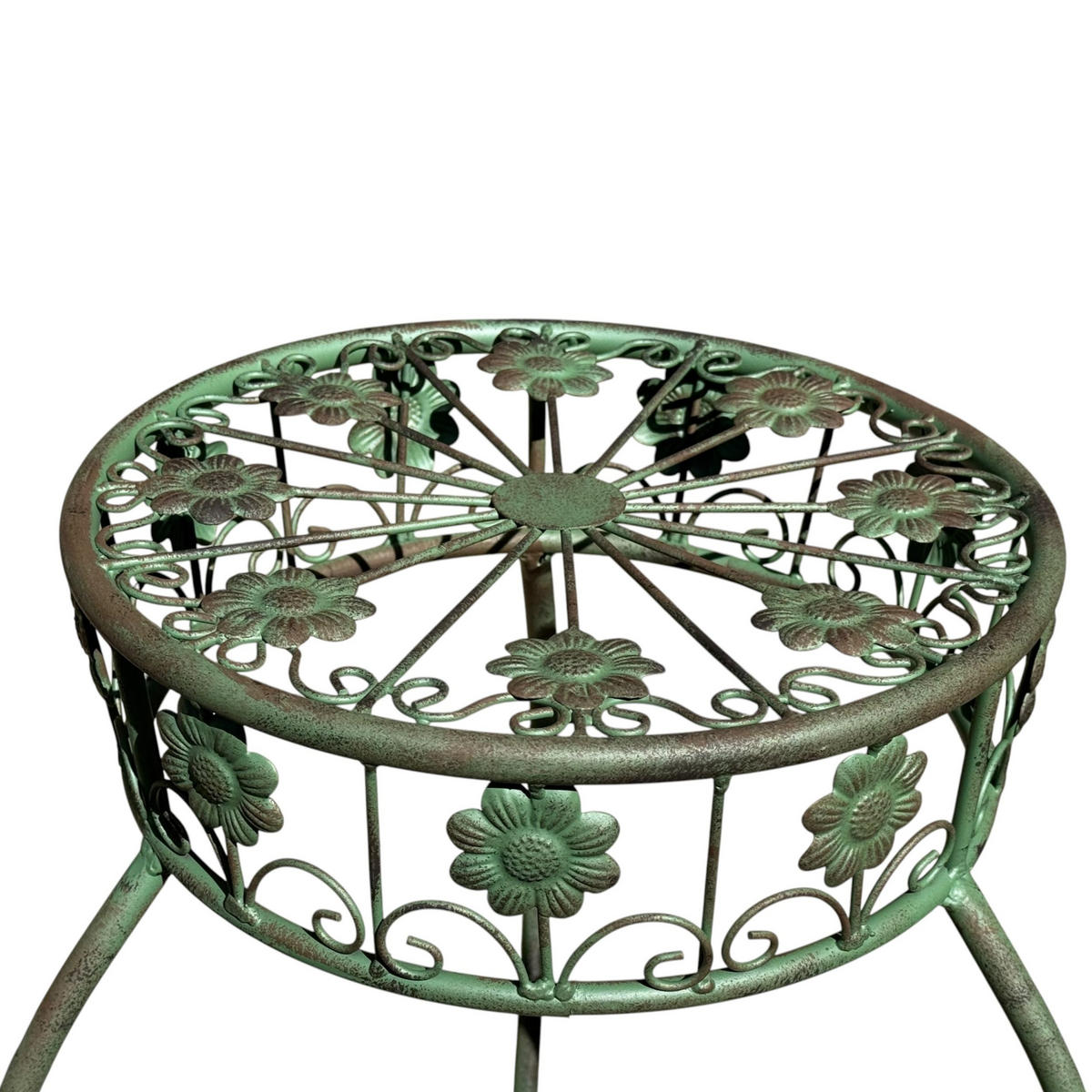 BLUMENHOCKER rund Metall Grün antik 36/36/75 cm - Grün, Metall (36/75/36cm) - DanDiBo