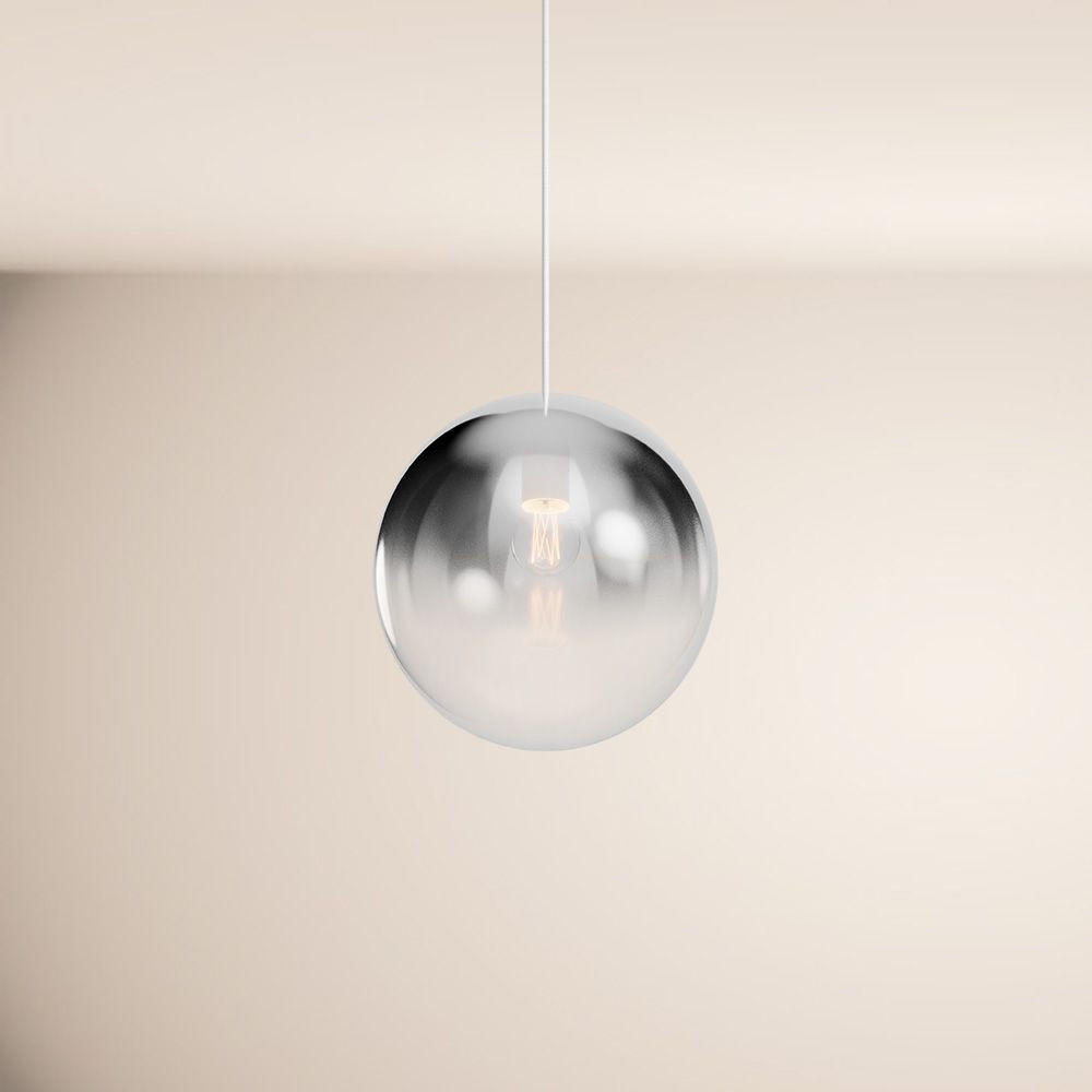 HÄNGELAMPE Orb 1.5m AbhängungRauch Verlauf/Weiß Ø 30cm - Weiß/Grau, Glas (30/30/30cm) - s.luce