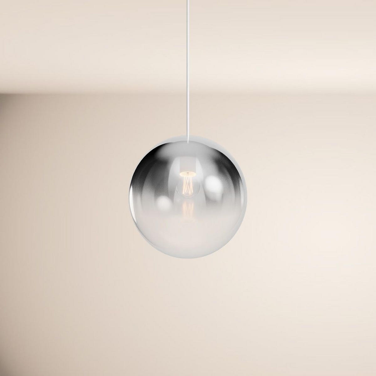 HÄNGELAMPE Orb 1.5m AbhängungRauch Verlauf/Weiß Ø 30cm - Weiß/Grau, Glas (30/30/30cm) - s.luce