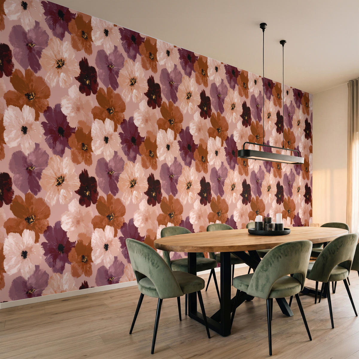 TAPETE - Blumen - Abstrakt - Erdtöne - 500x200 cm - Multicolor, Papier (500/200cm) - OnlyWow