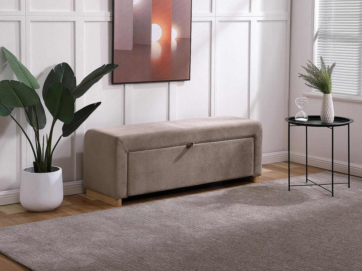 SITZBANK - 130 cm x 42 cm - Samt, Stoff - Taupe - CAPINO - Taupe, Textil (130/46/42cm) - Vente-Unique