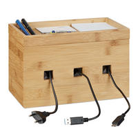 KABELBOX - Hellbraun, Holz/Holzwerkstoff (14/25.5/16.5cm) - Relaxdays