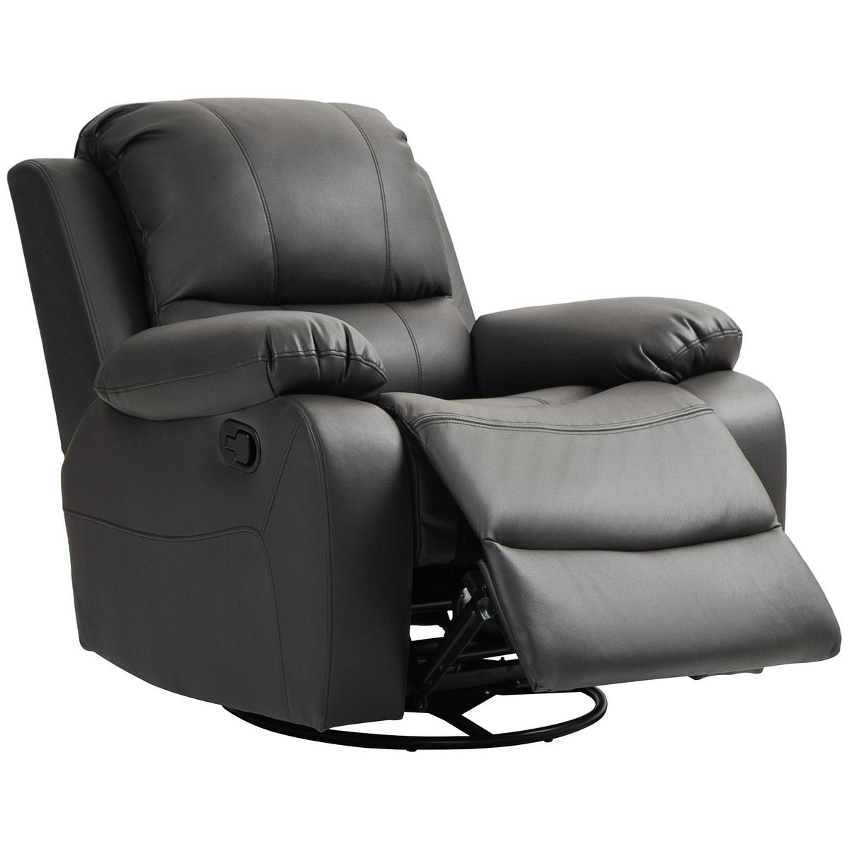 RELAXSESSEL DE-06297 verstellbare Lehne & Fußstütze, drehbar, Schaukelfunktion Schwarz - Schwarz, Textil/Metall (100/98/93cm) - ComfortXL