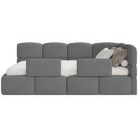 KINDERBETT Cloudy Dunkelgrau 120 cm, Chenille - Dunkelgrau/Schwarz, Kunststoff/Textil (120/200cm) - Selsey
