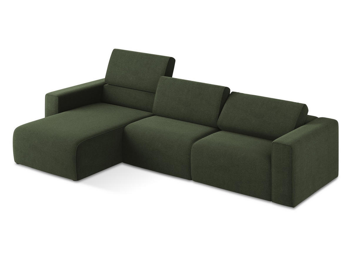 ECKSOFA Links Strukturstoff Stoff Grün - Blau/Schwarz, Kunststoff/Textil (167/314cm) - Makamii